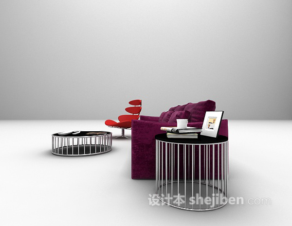 现代风格现代红色沙发3d模型下载
