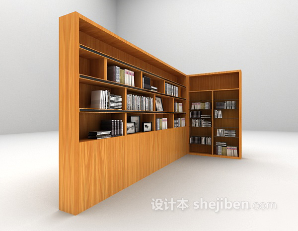 现代风格现代灰色书柜3d模型下载