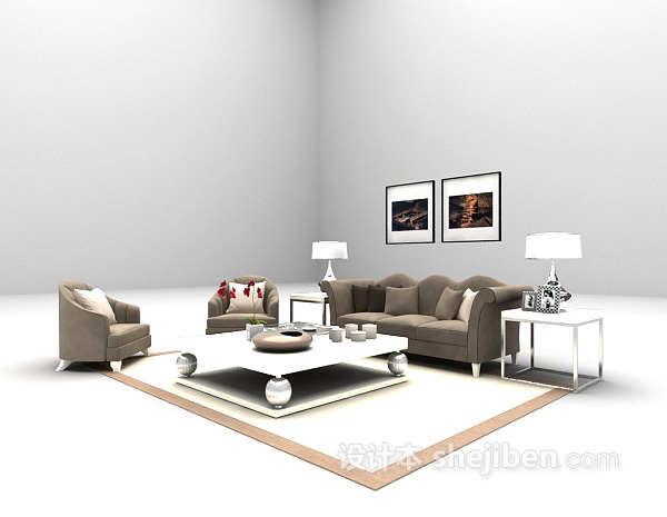 免费欧式组合沙发欣赏3d模型下载