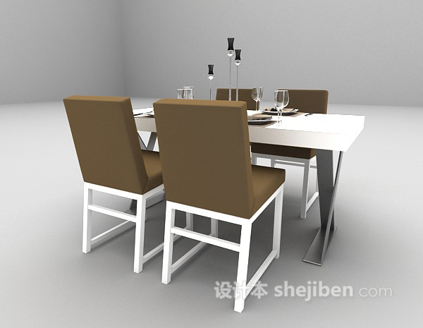 免费白色桌椅3d模型下载