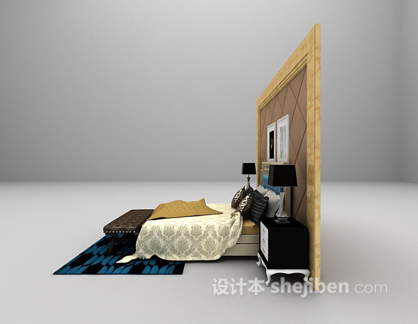 设计本欧式木质床具3d模型下载