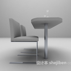 灰色桌椅组合推荐3d模型下载