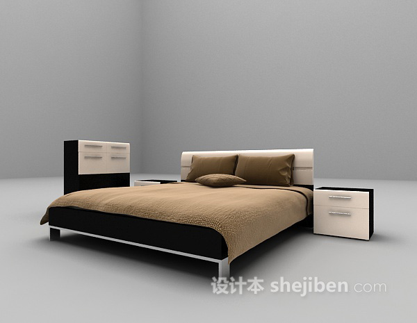 免费现代床具3d模型下载