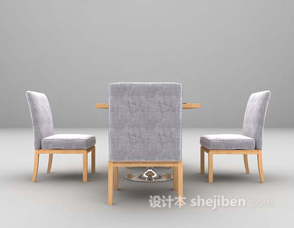 灰色木质桌椅组合3d模型下载
