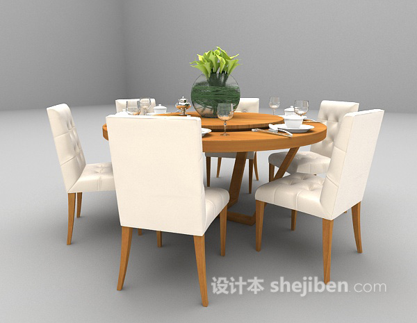 免费木质现代桌椅3d模型下载