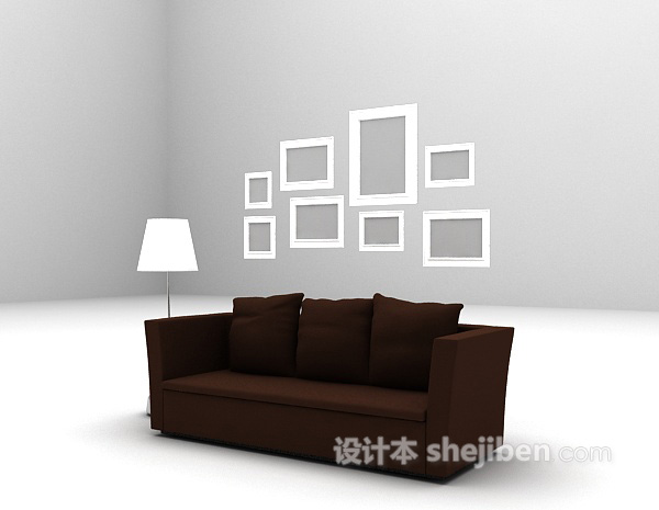 设计本布艺多人沙发3d模型下载