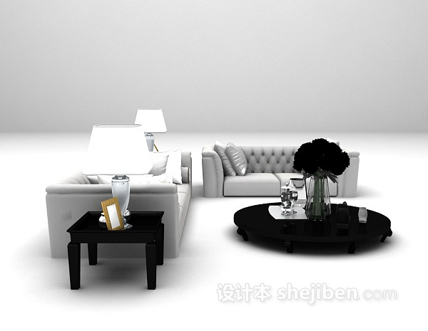 现代风格灰色系组合沙发3d模型下载
