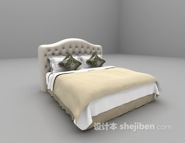 现代风格白色皮质床3d模型下载