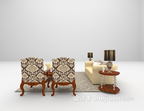 设计本木质欧式沙发欣赏3d模型下载