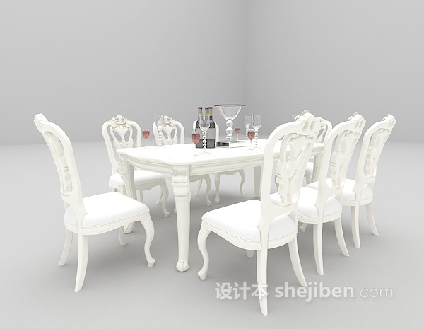 欧式风格欧式棕色木质餐桌大全3d模型下载