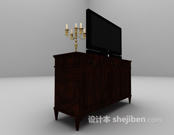 现代风格现代棕色电视柜3d模型下载