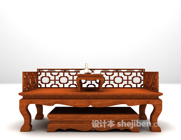 中式风格双人沙发欣赏3d模型下载