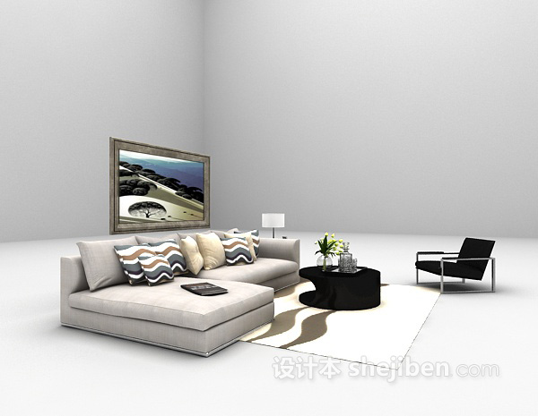 免费现代家庭沙发欣赏3d模型下载