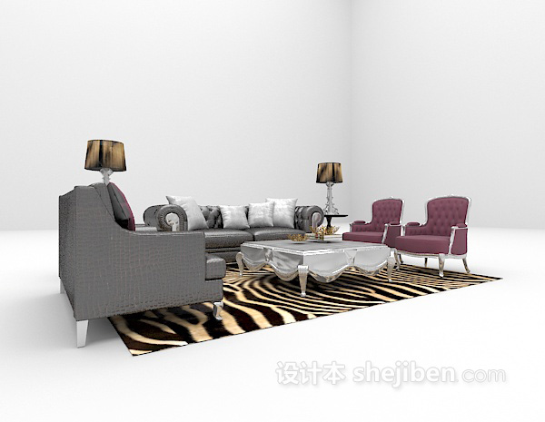 欧式沙发椅子组合3d模型