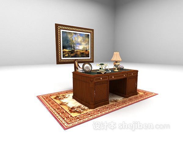 欧式风格欧式古典书桌3d模型下载