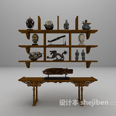 古典中式展示柜3d模型下载