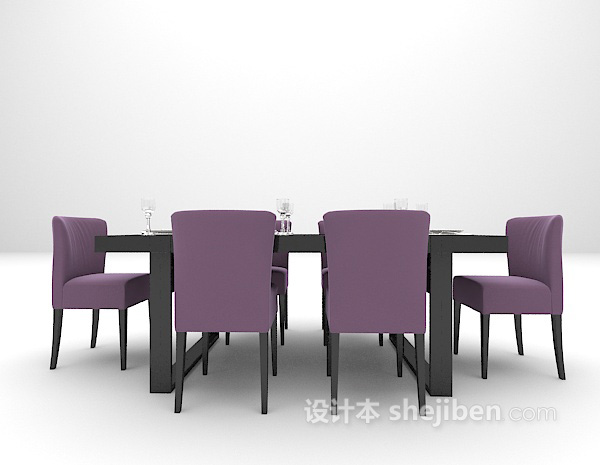 现代黑色餐桌3d模型欣赏