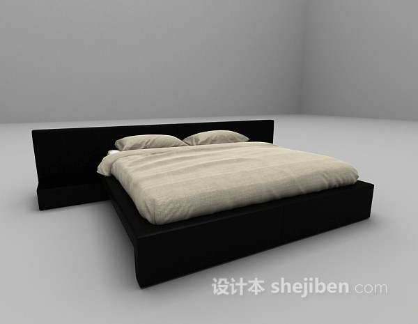 现代风格黑色床3d模型下载
