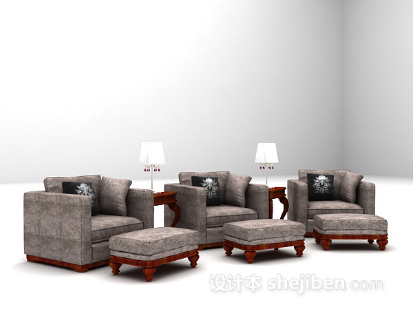 免费布艺单人沙发3d模型下载