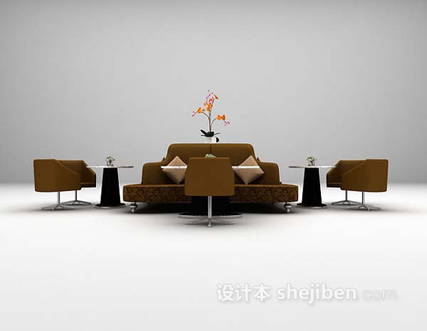 欧式风格灰色桌椅欣赏3d模型下载