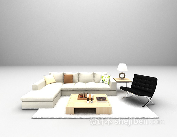 白色组合沙发大全3d模型下载