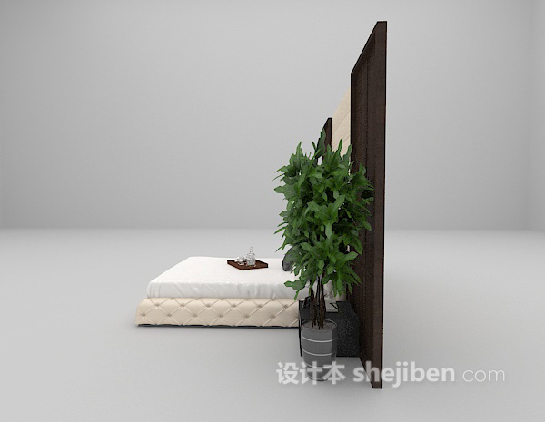 设计本白色床具3d模型下载