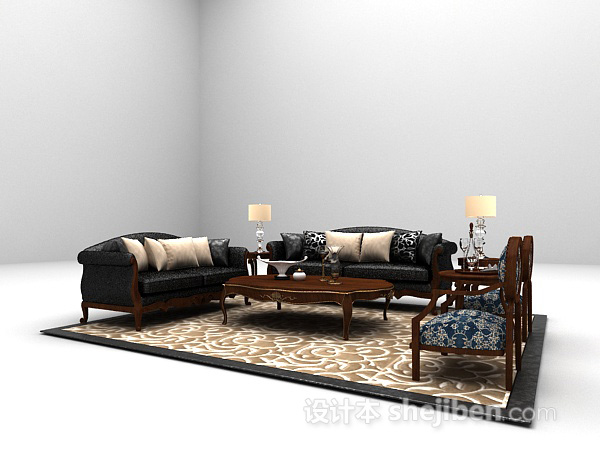 免费欧式木质沙发MAX3d模型下载