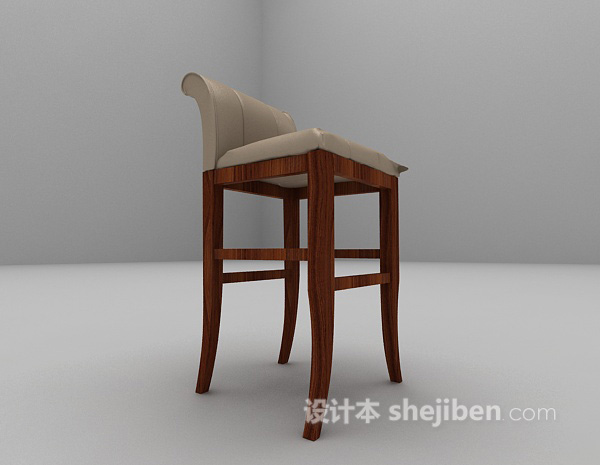 欧式风格皮面吧椅3d模型下载