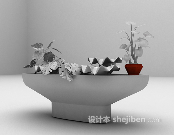 设计本假山植物3d模型下载