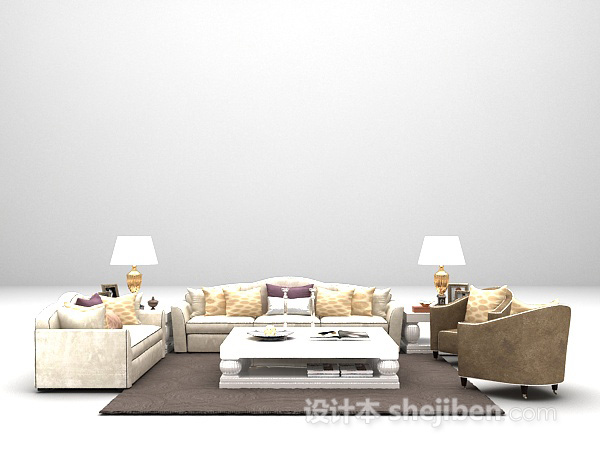 欧式风格欧式组合沙发推荐3d模型下载