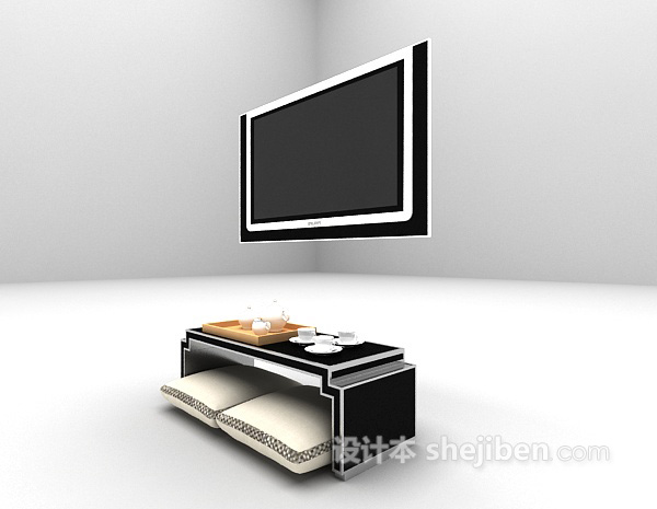 现代风格简易电视柜3d模型下载