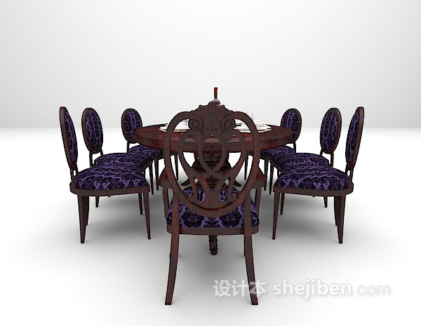 设计本欧式棕色餐桌欣赏3d模型下载