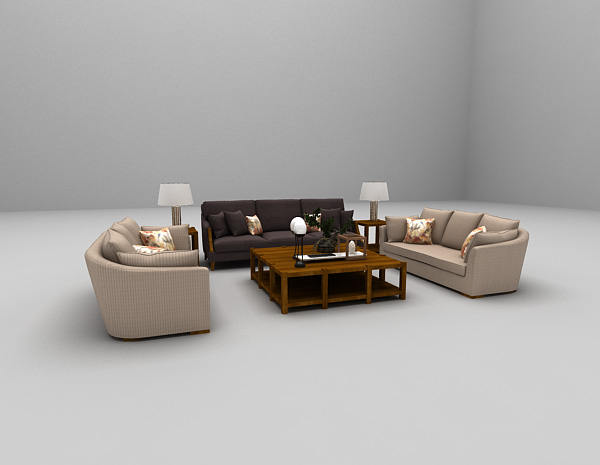 现代风格家庭沙发3d模型下载