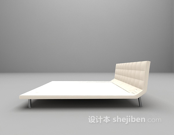 设计本白色床3d模型下载