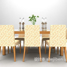 灰色木质桌椅3d模型下载