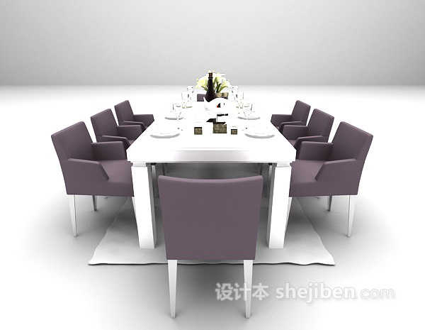 设计本白色餐桌3d模型下载