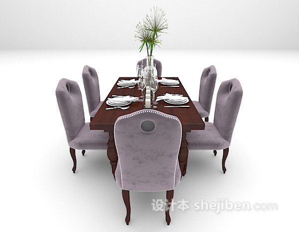 设计本欧式古典餐桌椅组合3d模型下载