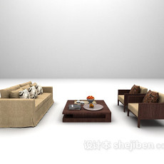 木质沙发组合欣赏3d模型下载