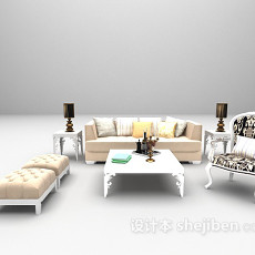 欧式白色沙发大全3d模型下载