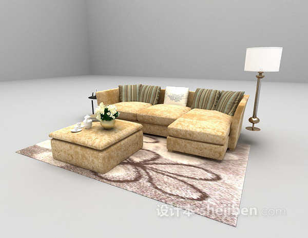 设计本现代沙发组合3amax3d模型下载