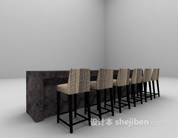 设计本现代吧台椅3d模型下载