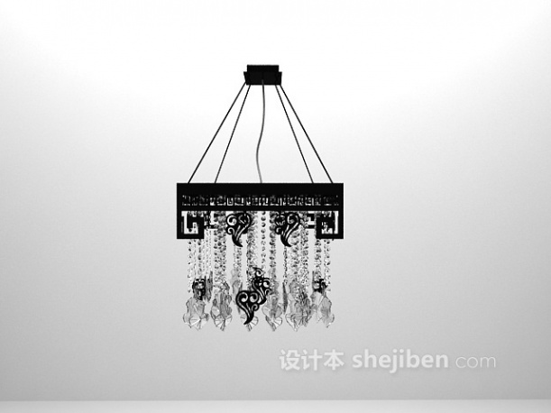 中式风格中式玻璃吊灯3d模型下载