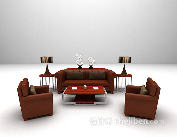 棕色皮质沙发大全3d模型下载