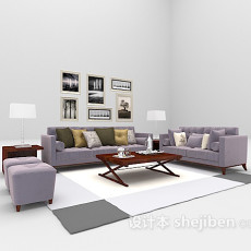 紫色组合沙发免费3d模型下载