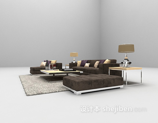免费现代家庭沙发3d模型下载