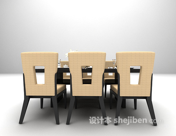 黑色木质餐桌模型下载
