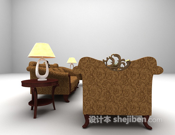 设计本棕色木质沙发大全3d模型下载