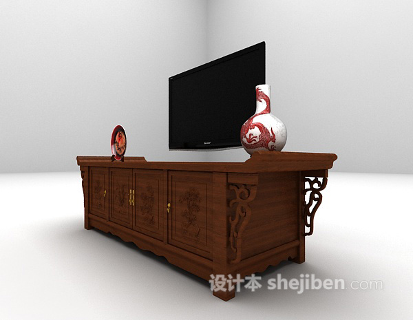 中式风格中式风格电视柜3d模型下载