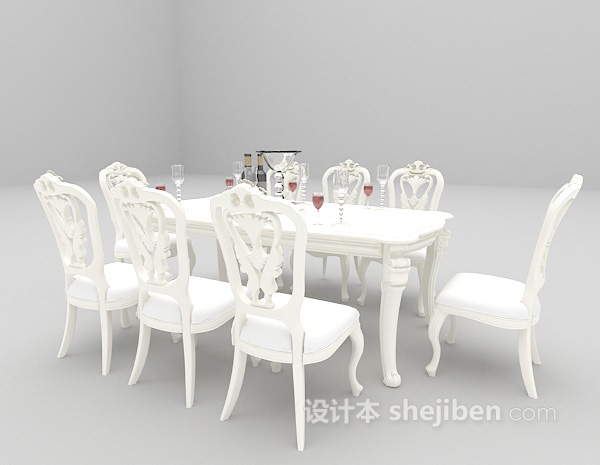 免费欧式棕色木质餐桌大全3d模型下载