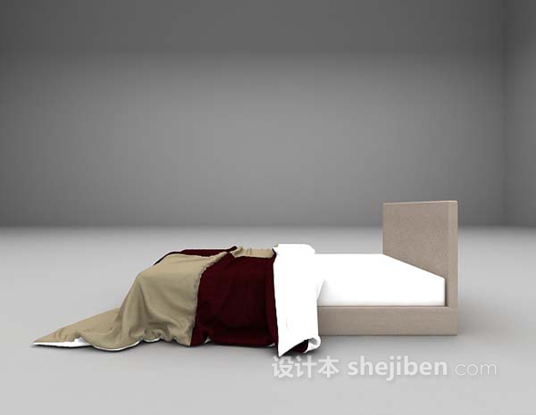 设计本双人床3d模型下载
